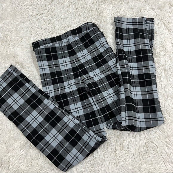 Princess Polly Split Checkered Flare Leg Pants Blue & Black Size 4 - Picture 7 of 11